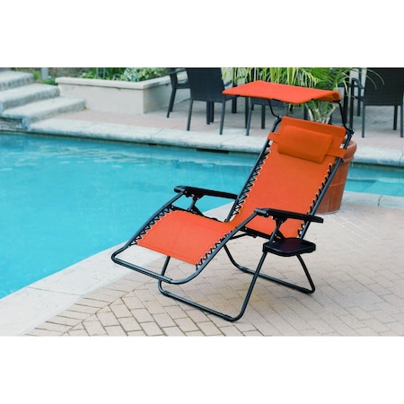 Propation GC11-2 Oversized Zero Gravity Chair with Sunshade & Drink Tray, Orange - Set of 2 PR1081334